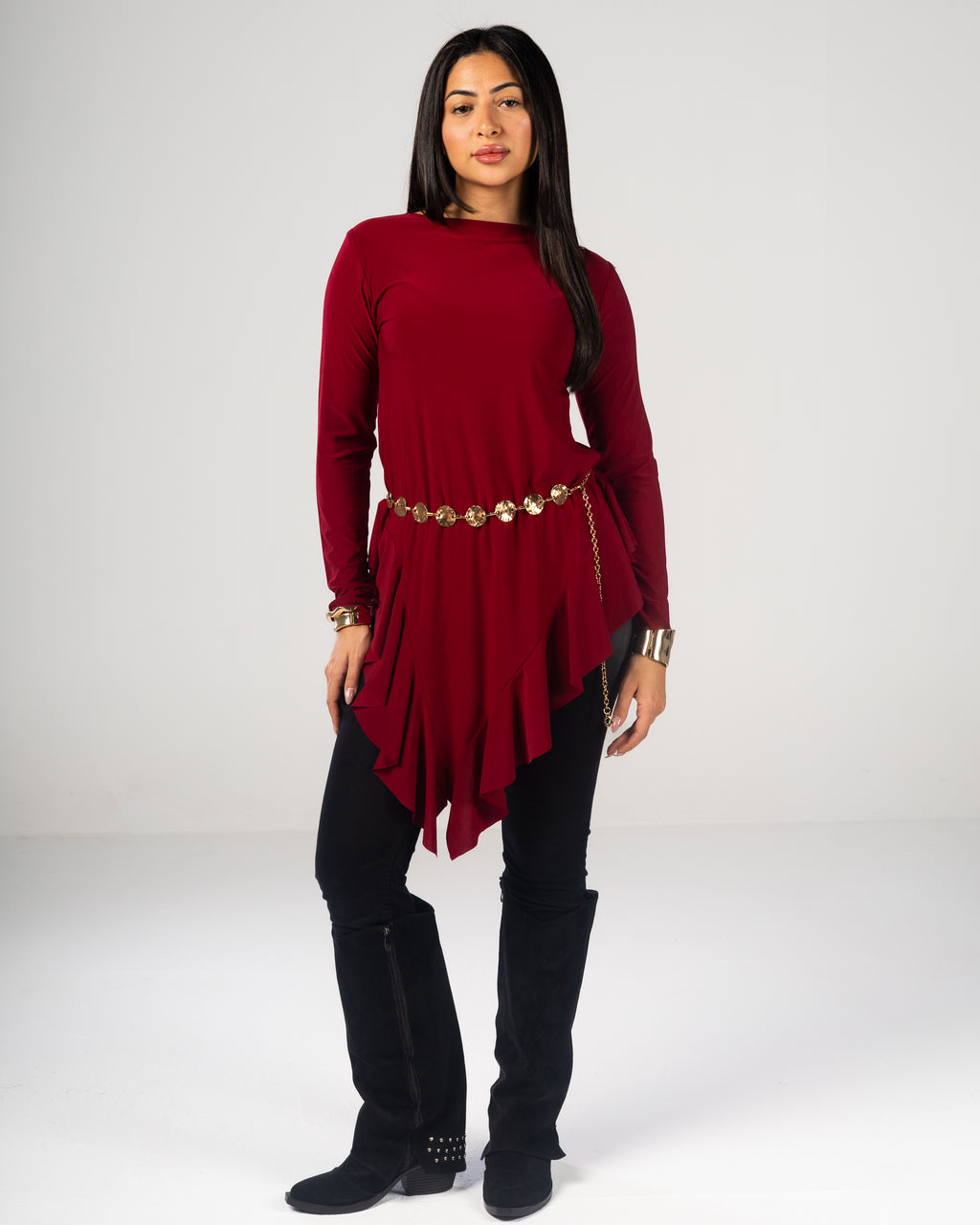 Burgundy Ruffle Tunic