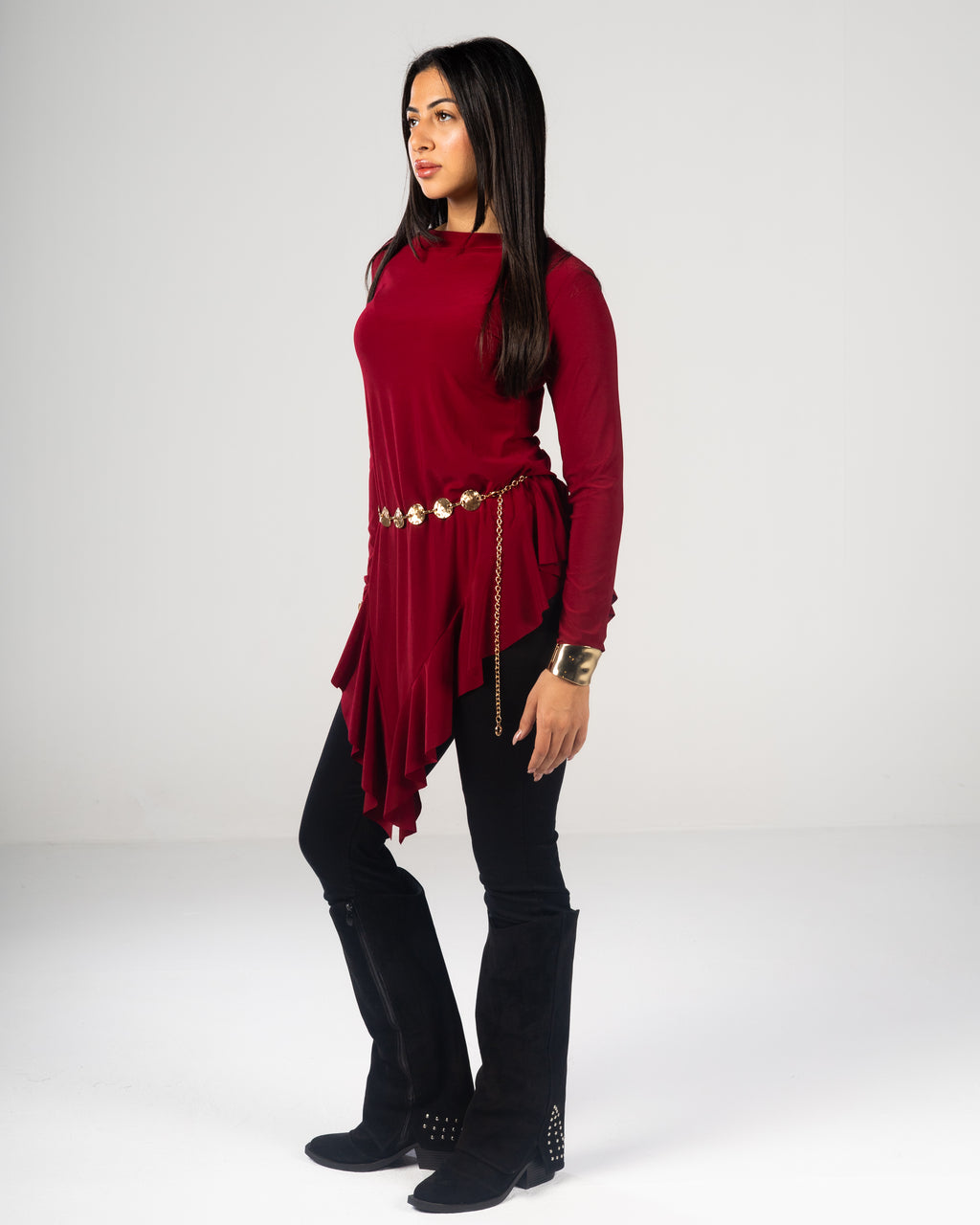 Burgundy Ruffle Tunic