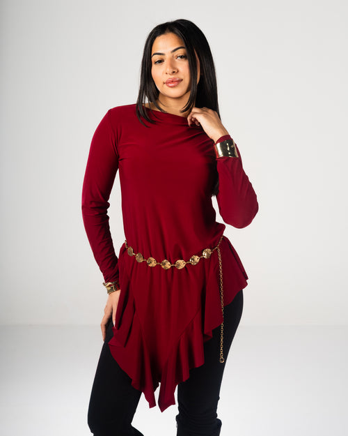 Burgundy Ruffle Tunic