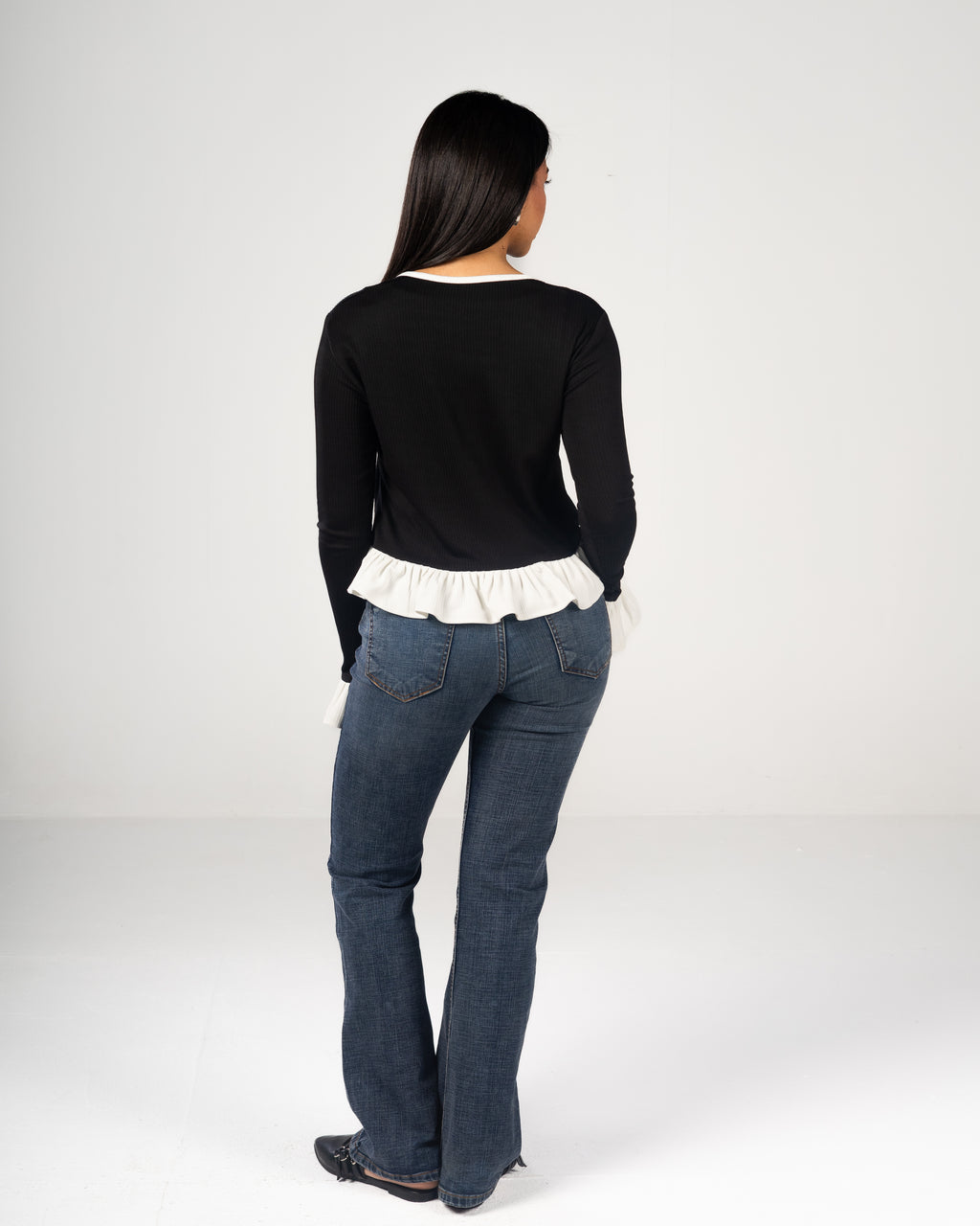 Monochrome Ruffle Top