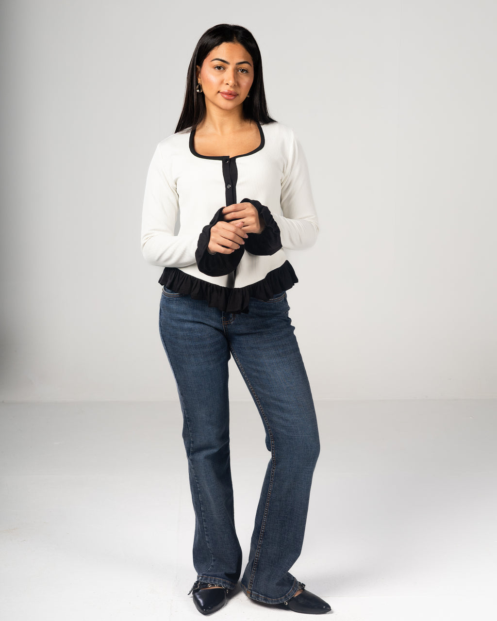 Monochrome Ruffle Top