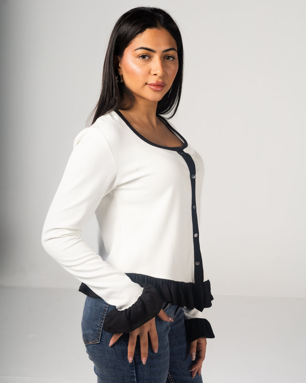 Monochrome Ruffle Top