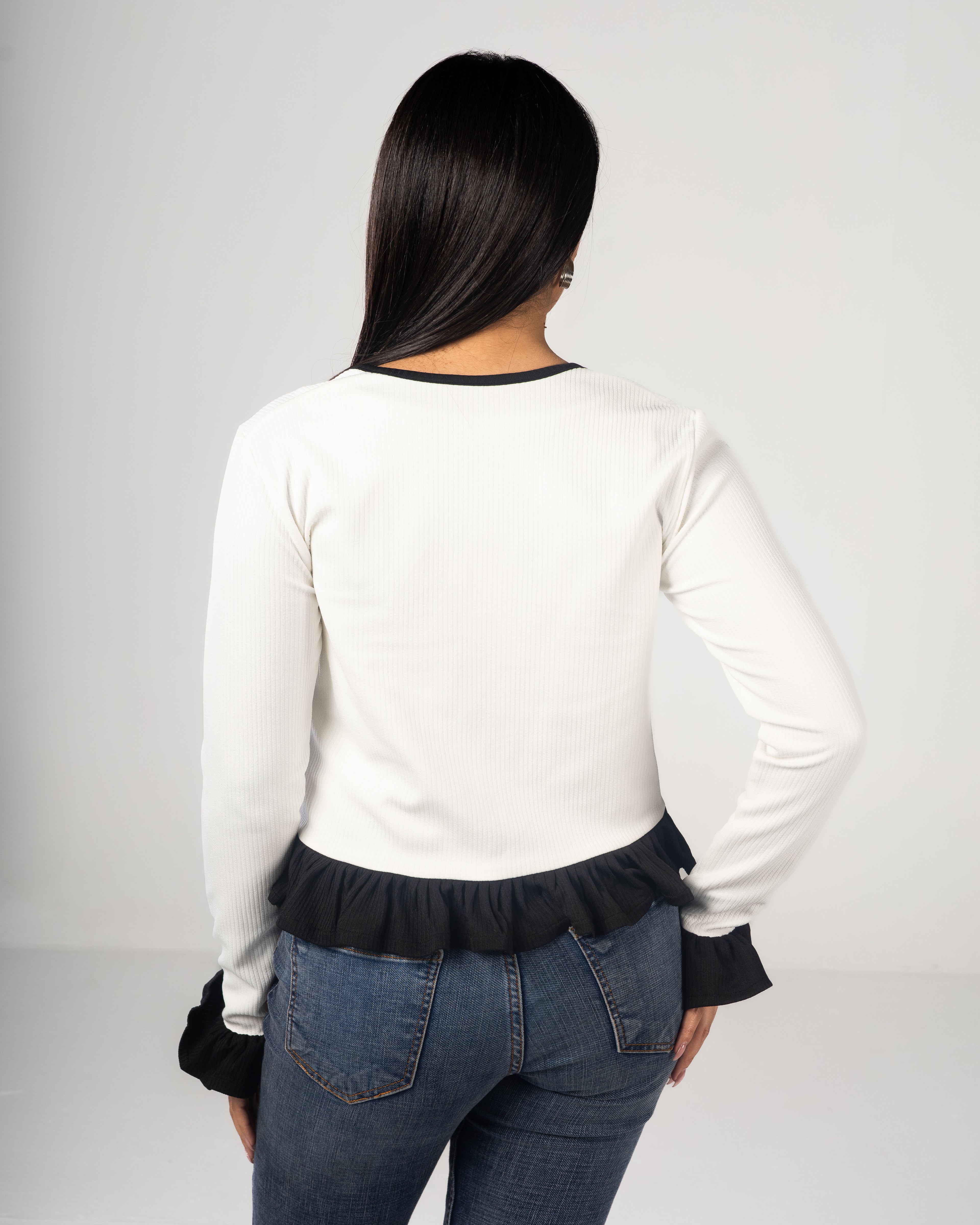 Monochrome Ruffle Top