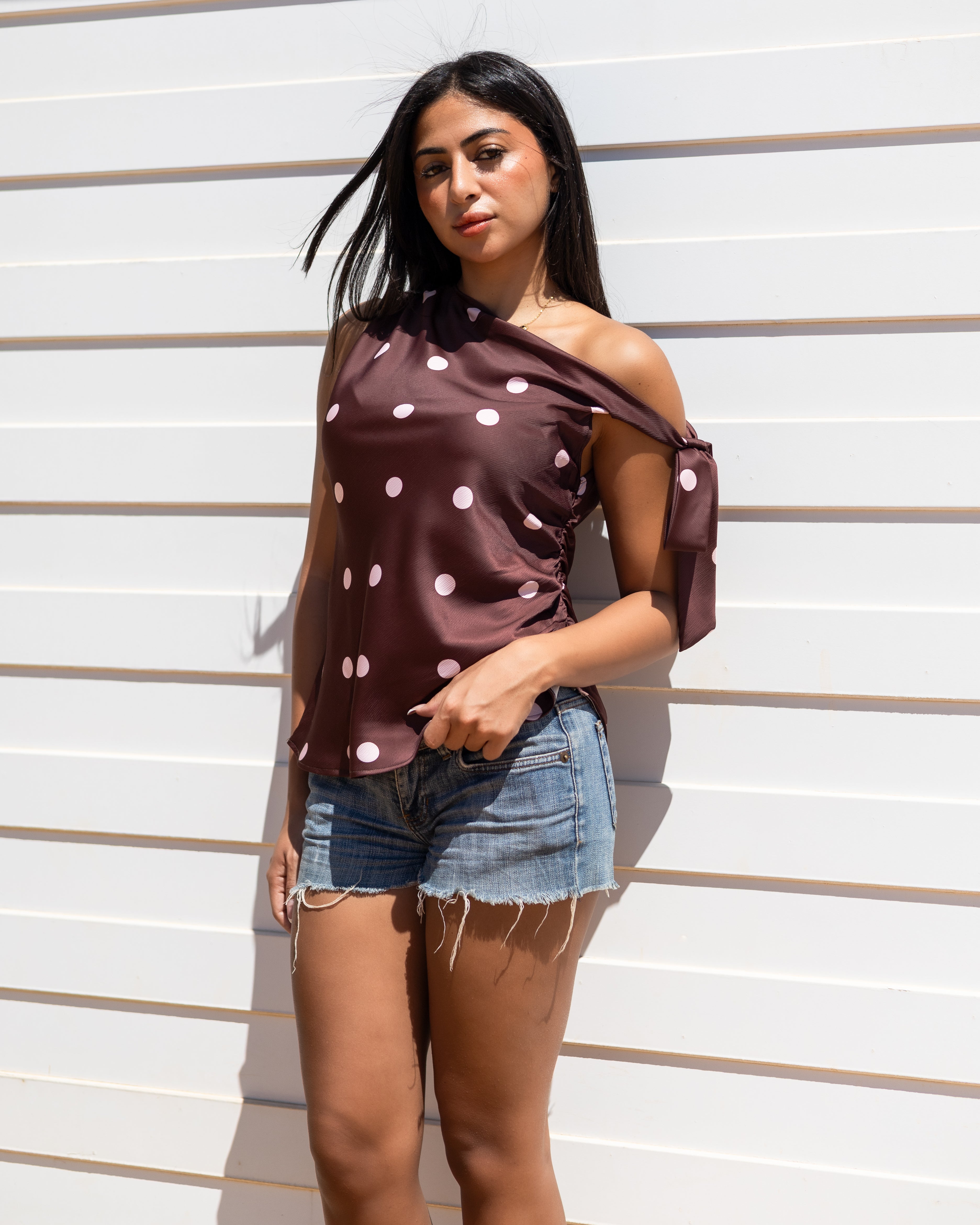 Blush & Brown Dottie Top